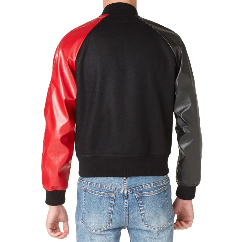 Comme Des Garcons Shirt Faux Leather Sleeves  Bomber Jacket size S